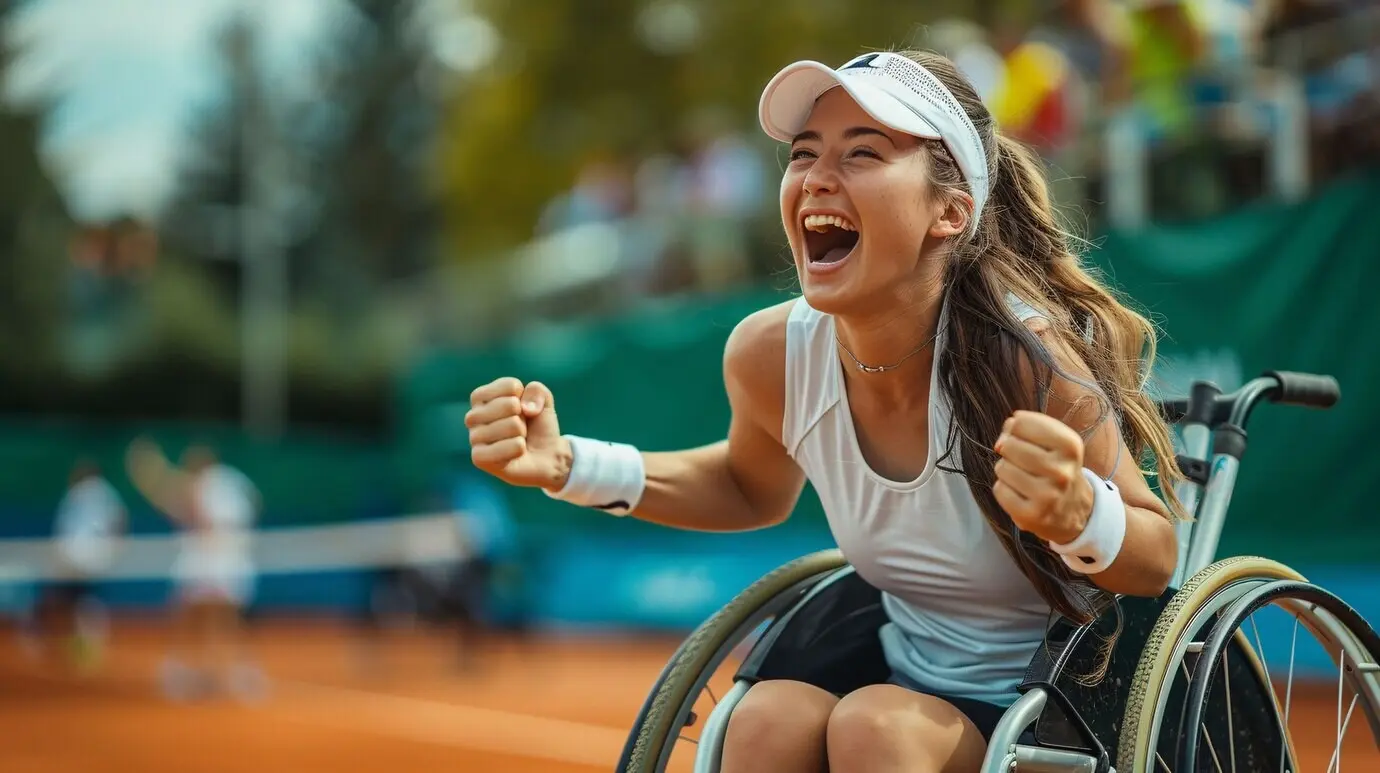 Женщина-паралимпиец на соревнованиях