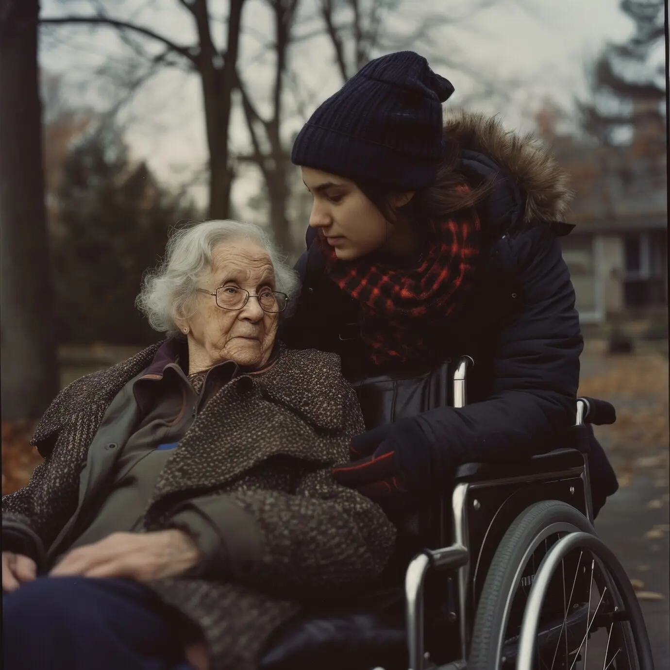 Сцена из повседневной жизни, демонстрирующая заботу и поддержку со стороны людей в сообществе.